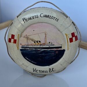 Vintage Princess Charlotte Victoria BC Hand Painted Life Preserver Wall Decor